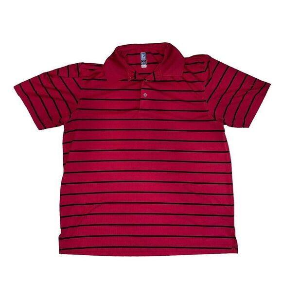 PGA TOUR Other - PGA Tour Golf Shirt Size XL Active Polo Red Striped Black Short Sleeve Airflux